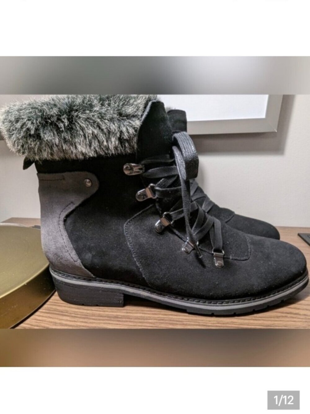 Blondo Leather Waterproof Insulated Winter Boots Black & Gray Women's Sz 12